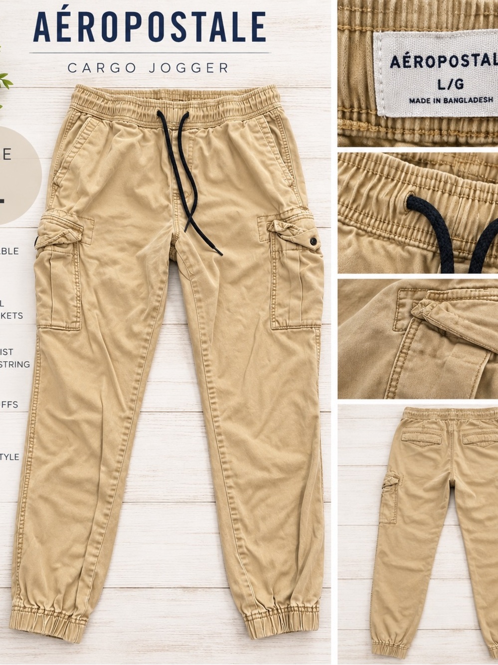 Aeropostale Tan Cargo Jogger Pants